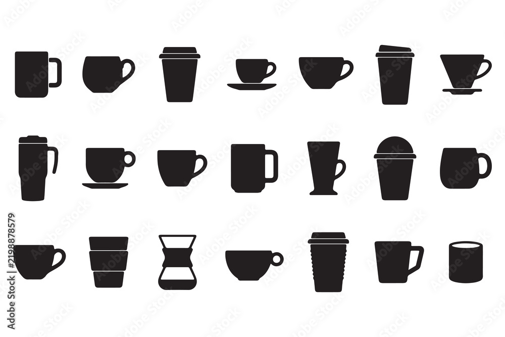 Fototapeta premium Coffee Cup and Mug Silhouette Collection