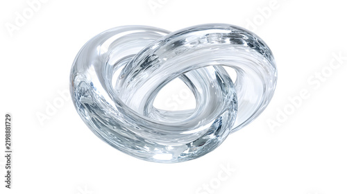A floating 3d torus knot made of highly refractive glass