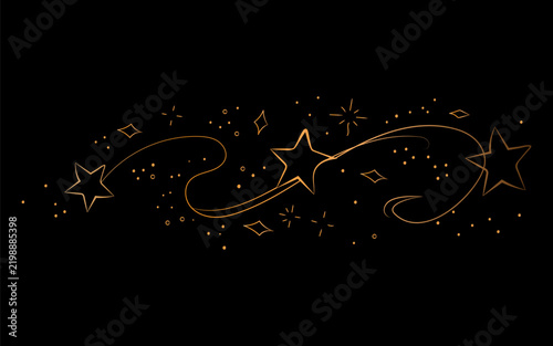 Hand Drawn Golden Stars Doodle Vector Design