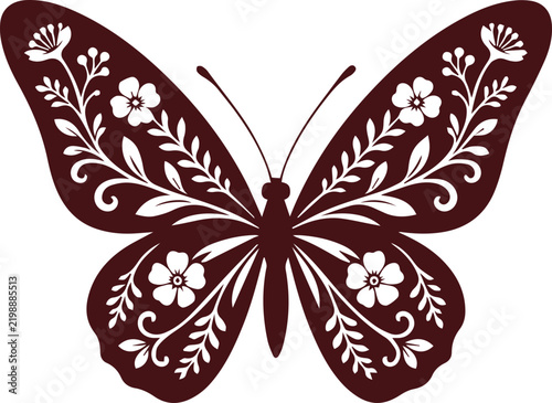 Ornamental Floral Butterfly Illustration