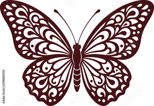 Ornamental Floral Butterfly Illustration