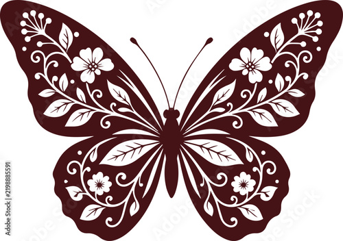 Ornamental Floral Butterfly Illustration
