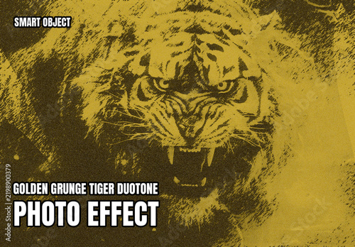 Golden Grunge Tiger Duotone Photo Effect