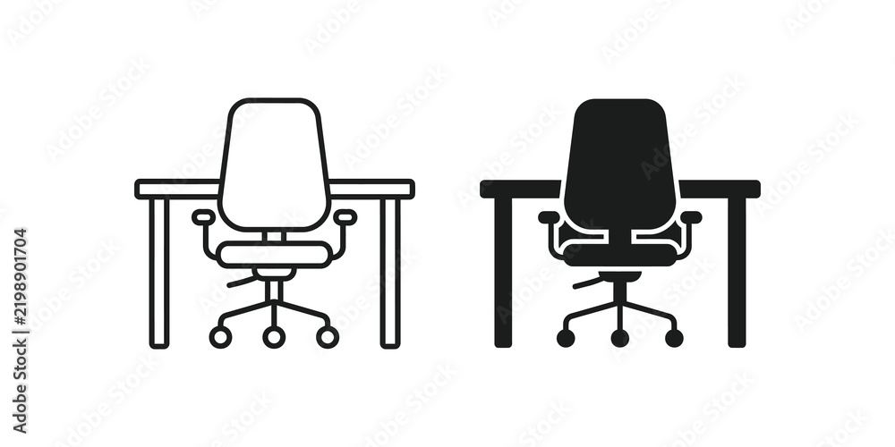 Obraz premium Modern office desk and swivel chair furniture for professional workspace and home study setup.
