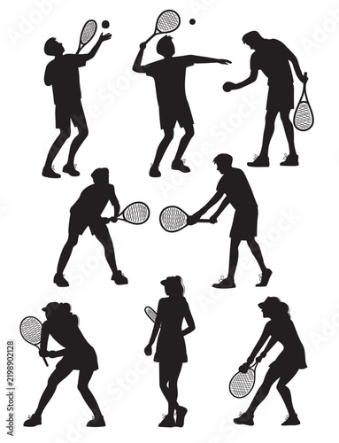 Tennis player silhouette black