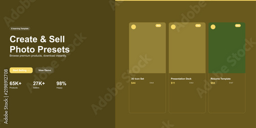 Three modern photo preset mockups for creative professionals Vector