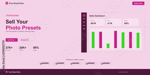 Colorful photo presets dashboard with bar charts and statistics display Vector