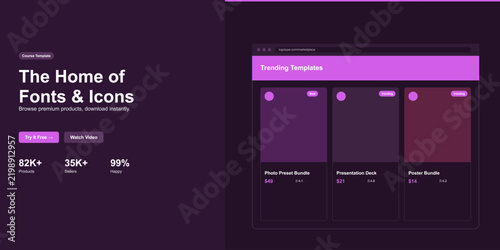 Modern trending presentation template bundle with purple gradient Vector