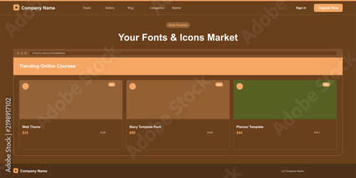 Modern minimalist web theme template for creative projects Vector