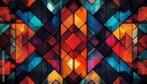 Stunning geometric abstract pattern in vibrant colors featuring layered shapes and dynamic compositions for art and design projects