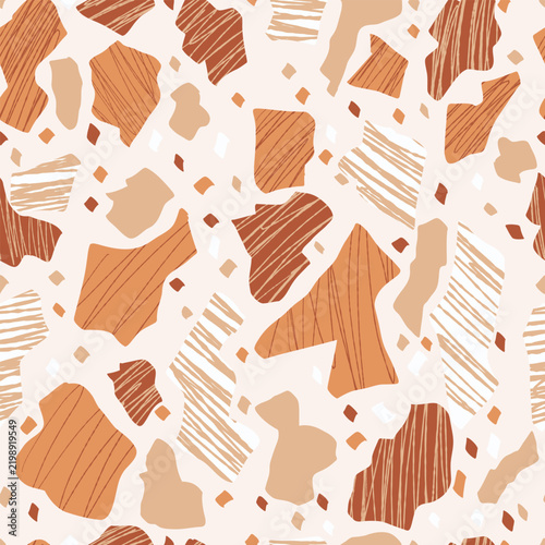 260802 Terracotta Abstract Terrazzo Organic Pattern on Cream Background