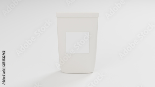 Quadro su tela Sugarcane bagasse stand-up pouch bag on white studio background mockup
