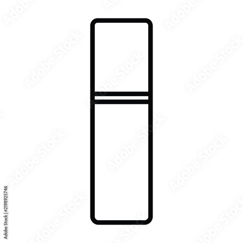 Minimalist cosmetic tube icon in black outline on white background for beauty design