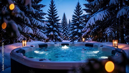 Snowy Spa Retreat In Pine Forest.