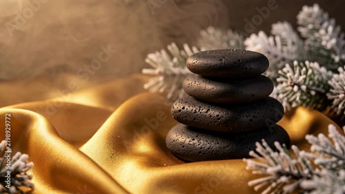 Zen Spa Stones With Golden Silk.