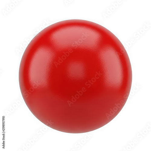 Bright red glossy sphere on white background