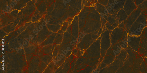 Dark brown and orange veined marble texture background, with red streaks, natural stone surface