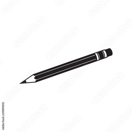Black Silhouette Of A Wooden Pencil On A White Background Minimalist Design