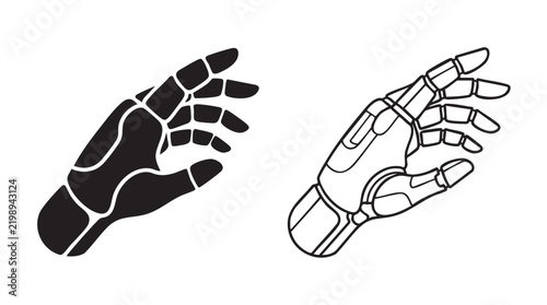 robot hand silhouette with line art vector icon featuring futuristic