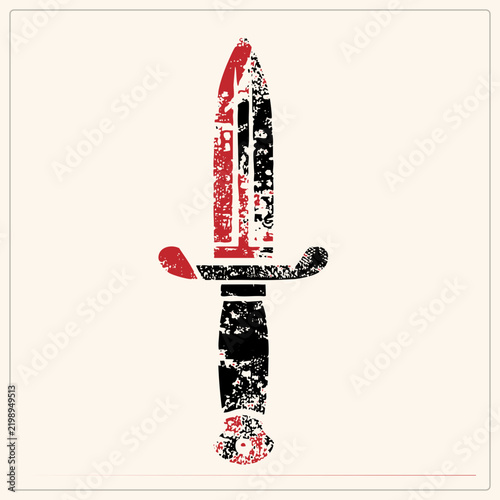 Obraz na plátne Weathered dagger blade with and pommel rendered in rough stencil texture