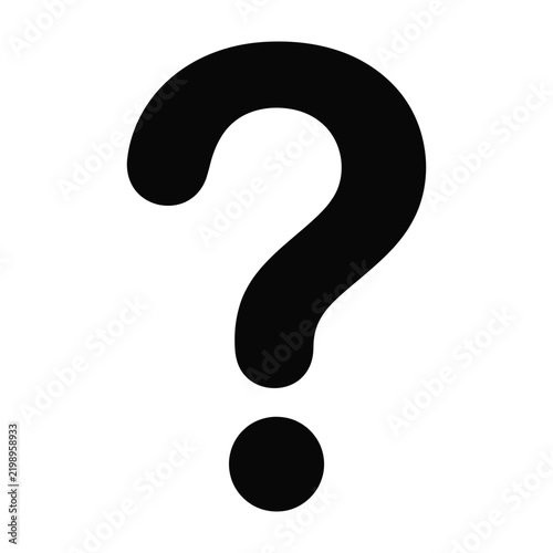 Black Question Mark Symbol on White Background Abstract Minimalist Design Icon for Text and Layout