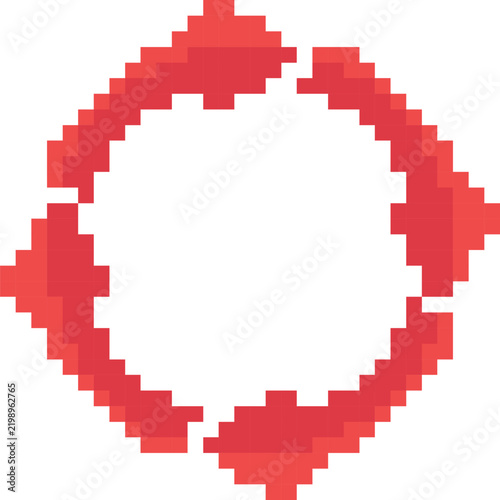 Red pixel art circular reload arrows icon