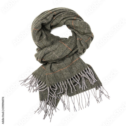 Fotografía Fringed herringbone scarf isolated on white