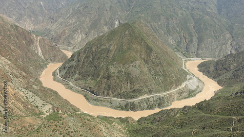 Aerial view of the First Bend of the Yangtze River in Yunnan, China