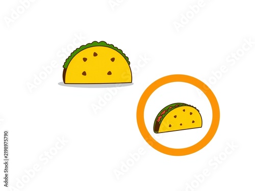 Two cartoon taco food icons for mexican restaurant menu design