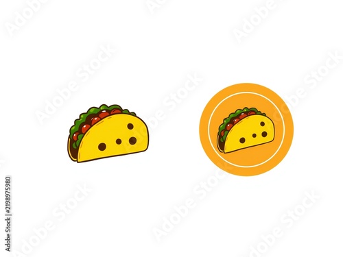 Fresh taco food icon set with flat design style