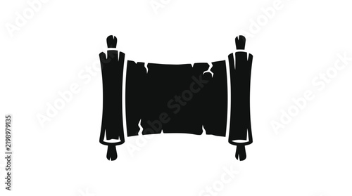 Vector illustration of vertical ancient scroll document icon on a transparent background