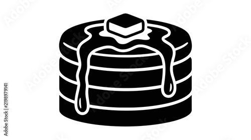 Vector illustration of stack of pancakes with butter and syrup icon on a transparent background