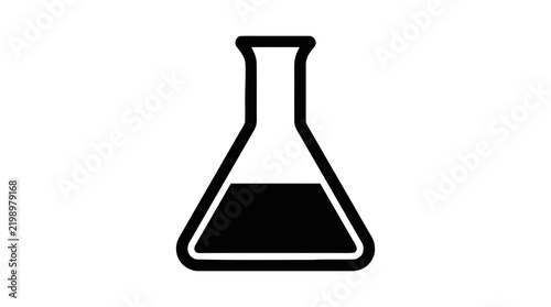 Vector illustration of black silhouette icon of a laboratory flask on a transparent background