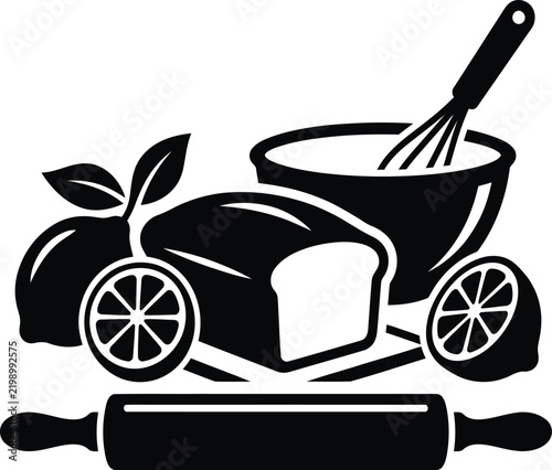 Baking ingredients and tools set illustration