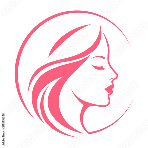 Elegant Female Face and Hair Beauty Logo Vector