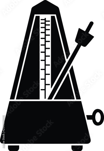 Fotografie Black solid vector illustration of a vintage mechanical metronome for music rhyt