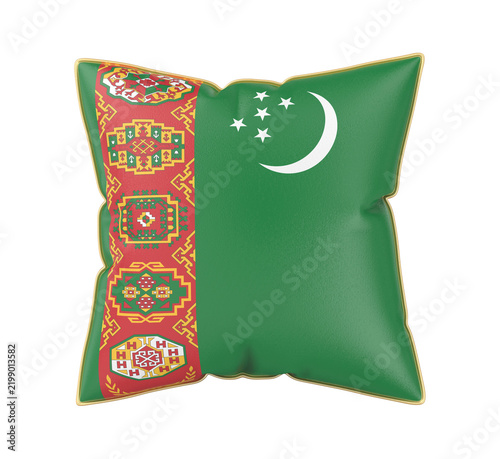 Pillow with the flag of Turkmenistan on transparent background