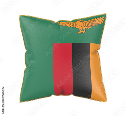 Pillow with the flag of Zambia on transparent background