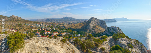 Obraz na plátně Panorama of Sudak valley environ from Palvani-Oba Mountain, Crimea