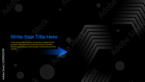 Abstract Dark Background Featuring Geometric Hexagon Patterns And An Arrow Icon For Modern Corporate Presentation Slides And Digital Marketing Designs.