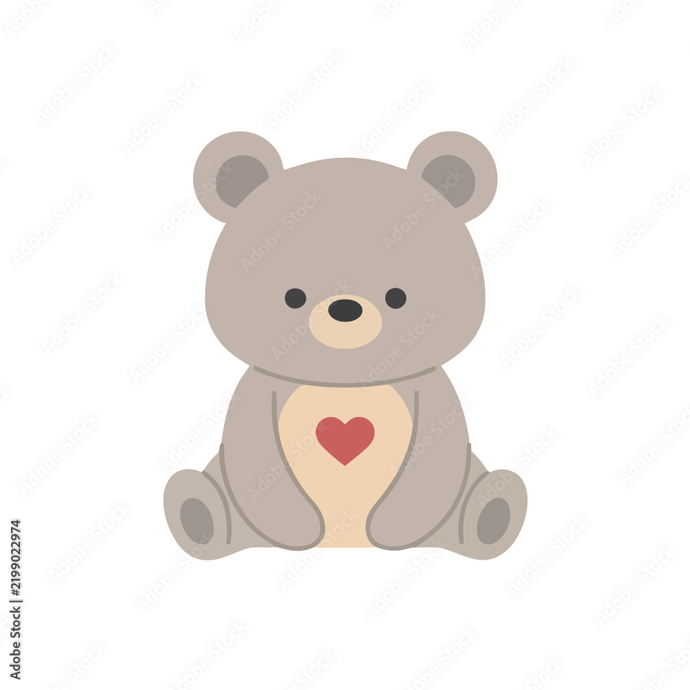 Obraz premium Cute teddy bear with heart on chest