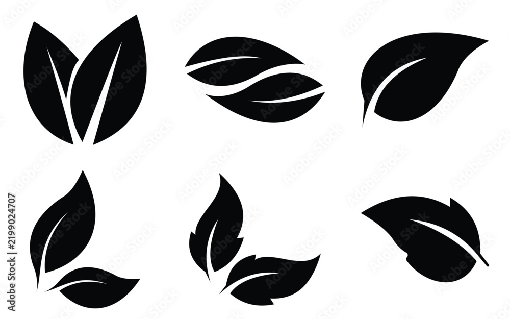 Fototapeta premium Set of green leaf ecology icon, leaf isolated on transparent background. Environment and Nature Symbol, Vector illustration. 