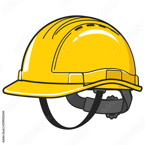 Fotografie Yellow hard hat safety equipment vector icon for industrial and construction des