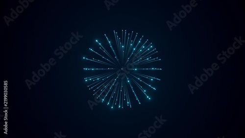 Glowing Fiber Optic Lines Spherical Audio Visualizer Abstract Motion Background. 4K