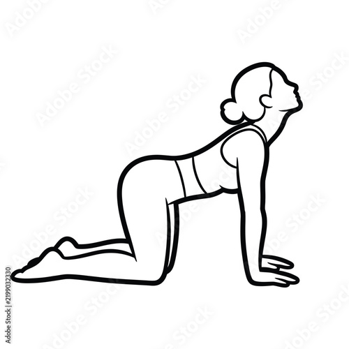 Woman doing cat-cow yoga stretch pose