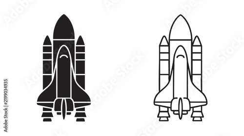 space shuttle silhouette with line art vector icon design