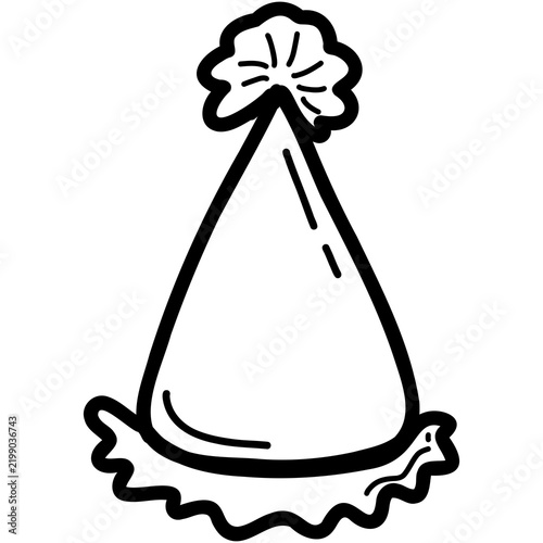 Party Hat Doodle Icon Celebration Hat Happy New Year Element Line Art Vector