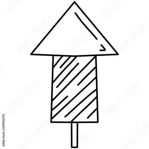 Firework Rocket Doodle Icon Happy New Year Celebration Element Line Art Hand Drawn Vector