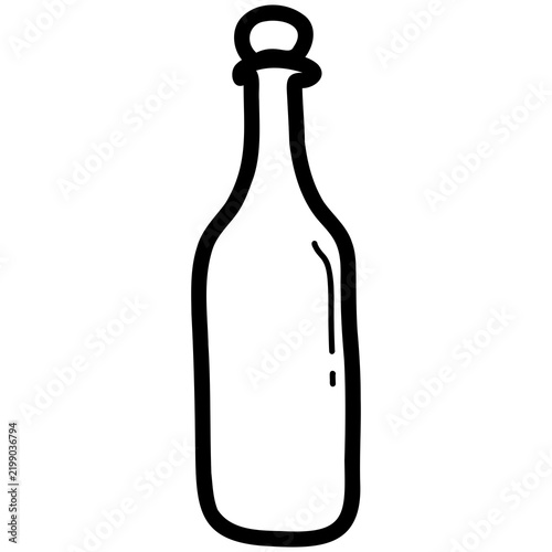Champagne Bottle Doodle Icon Celebration Drink Element Hand Drawn Line Art Vector