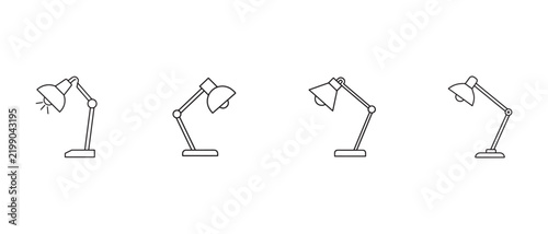 desk lamps in different positions on transparent background  office lighting  simple minimalist design